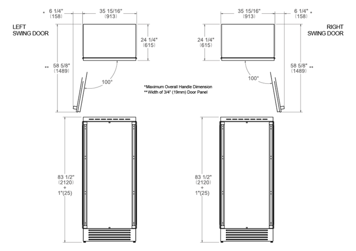 Frigorífico de coluna de encastre 90 cm Pronto para Painel
